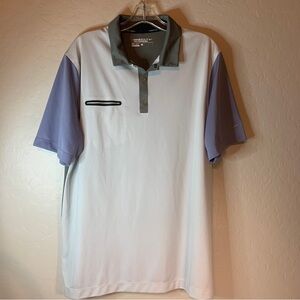 Nike Golf Tour Performance Dri-FIT Polo Shirt Mens‎ Large White Grey Purple 0896